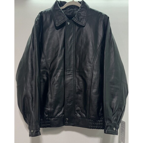 Men’s Vintage Leather Brand Black Lined Jacket Coat NWT XXL Rampant Trailers - Picture 2 of 9